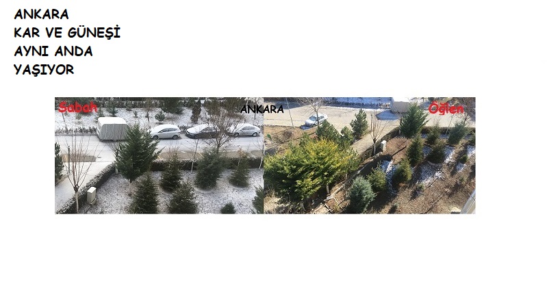 Ankara kar-güneş aynı anda yaşanıyor...