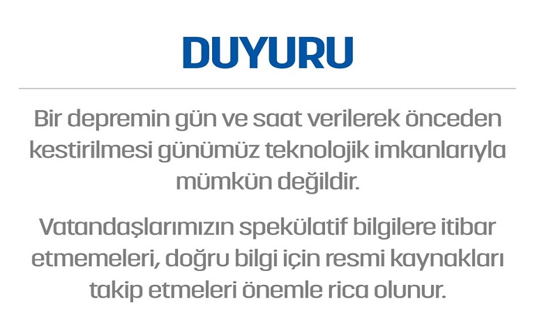 Depremlerle ilgili önemli duyuru!