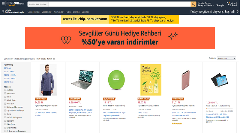 Amazon.com.tr’den Sevgililer Günü İndirimleri