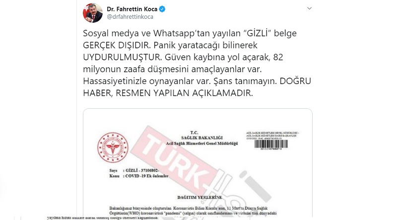 Bu yazı sahte: Bakan açıkladı