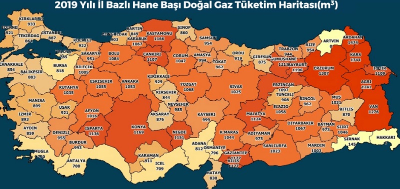 İşte Türkiye'nin EVLERDE doğal gaz tüketim haritası!