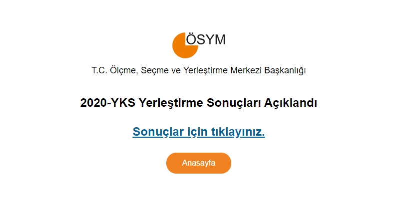 YKS sonuçları açıklandı - Sonuçları öğrenmek için TIKLAYINIZ!