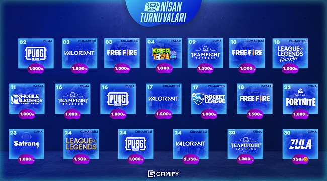 Gamify Nisan 2021 turnuva takvimi açıklandı!