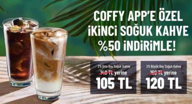 Soğuk kahvelerde 2. siparişe %50 indirim Coffy’de!